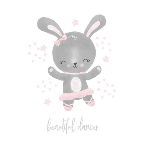 Ballerina Bunny I White Modern Wood Framed Art Print by Noonday Design