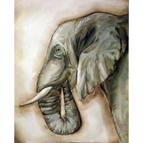 Elephant Portrait White Modern Wood Framed Art Print by Tre Sorelle Studios