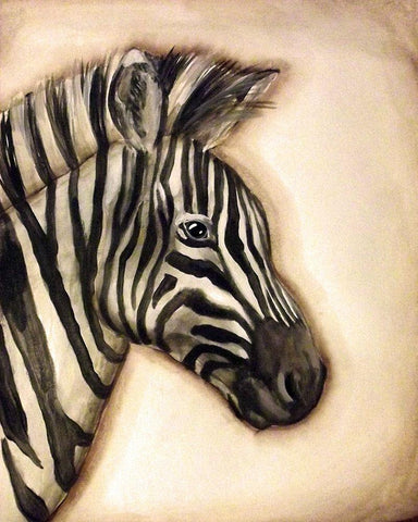 Zebra Portrait Black Ornate Wood Framed Art Print with Double Matting by Tre Sorelle Studios