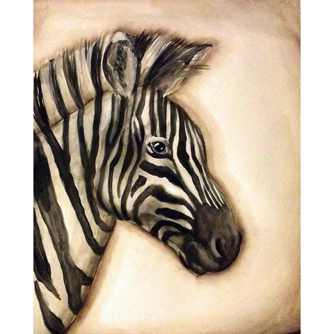 Zebra Portrait White Modern Wood Framed Art Print by Tre Sorelle Studios