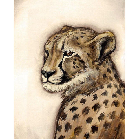 Cheetah Portrait White Modern Wood Framed Art Print by Tre Sorelle Studios