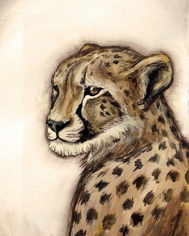 Cheetah Portrait White Modern Wood Framed Art Print with Double Matting by Tre Sorelle Studios