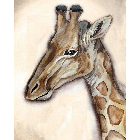 Giraffe Portrait White Modern Wood Framed Art Print by Tre Sorelle Studios
