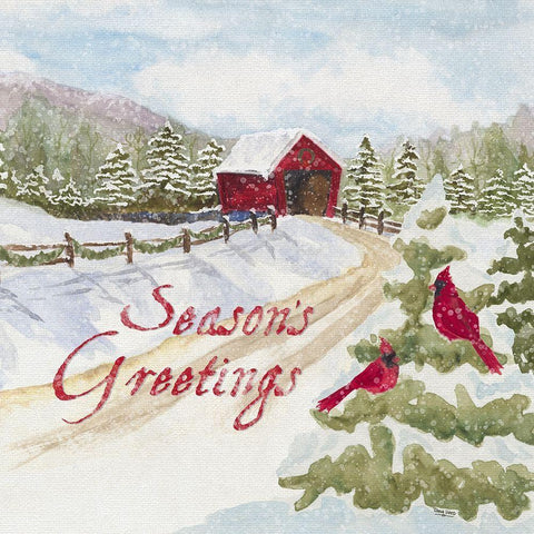 Christmas in the Country II Seasons Greetings White Modern Wood Framed Art Print by Reed, Tara