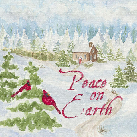 Christmas in the Country III Peace on Earth Black Modern Wood Framed Art Print with Double Matting by Reed, Tara