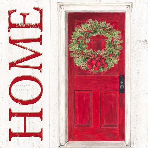 Home for the Holidays Home Door Black Ornate Wood Framed Art Print with Double Matting by Reed, Tara