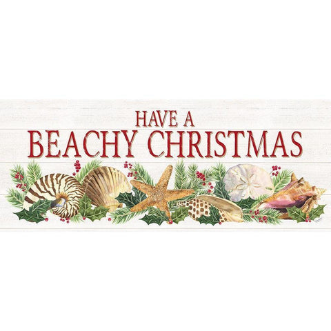 Have a Beachy Christmas Panel sign White Modern Wood Framed Art Print by Reed, Tara