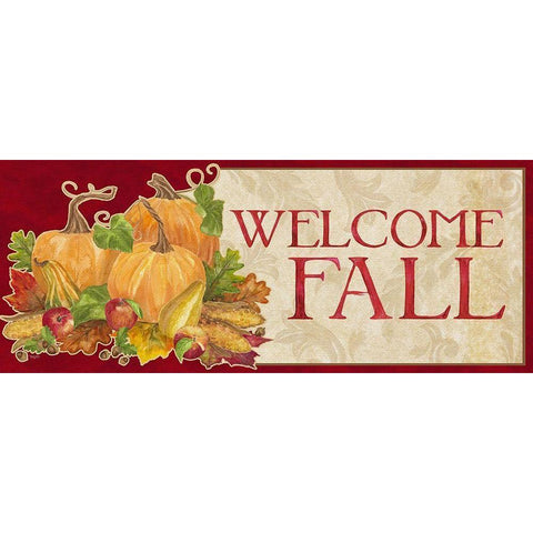 Fall Harvest Welcome Fall sign White Modern Wood Framed Art Print by Reed, Tara