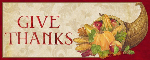 Fall Harvest Give Thanks sign White Modern Wood Framed Art Print with Double Matting by Reed, Tara