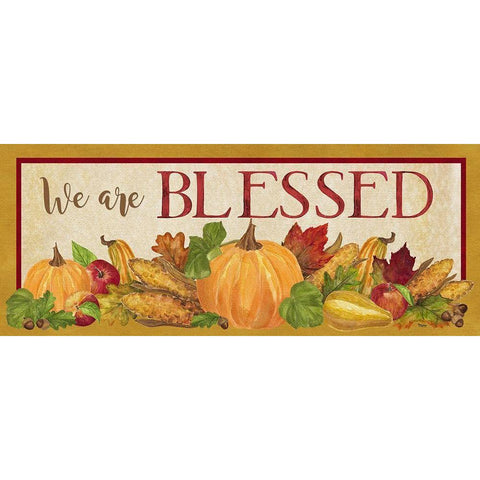 Fall Harvest We are Blessed sign Black Modern Wood Framed Art Print with Double Matting by Reed, Tara