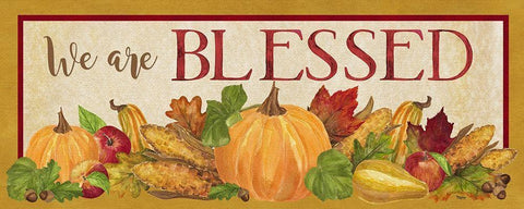 Fall Harvest We are Blessed sign White Modern Wood Framed Art Print with Double Matting by Reed, Tara