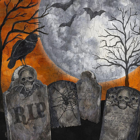 Something Wicked Graveyard II RIP Black Ornate Wood Framed Art Print with Double Matting by Reed, Tara