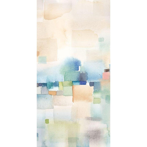 Teal Abstract Panel II Black Modern Wood Framed Art Print with Double Matting by Coulter, Cynthia