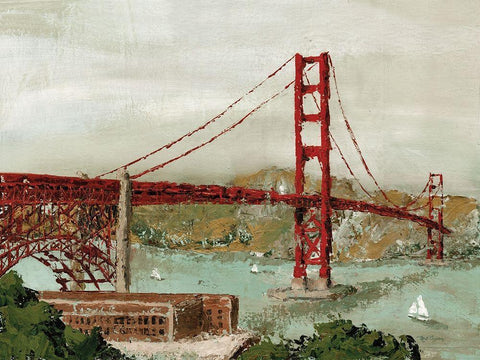 Golden Gate Bridge White Modern Wood Framed Art Print with Double Matting by Cusson, Marie Elaine