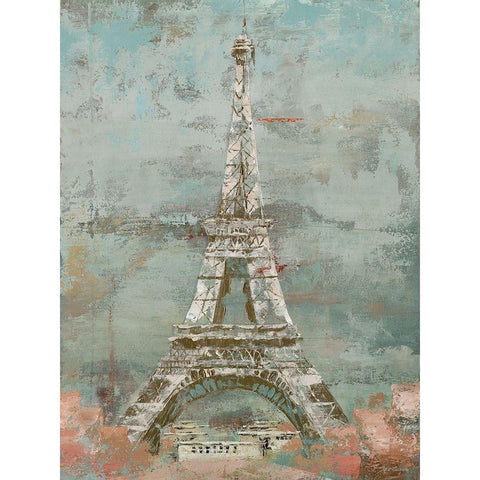 La Tour Eiffel Black Modern Wood Framed Art Print with Double Matting by Cusson, Marie Elaine