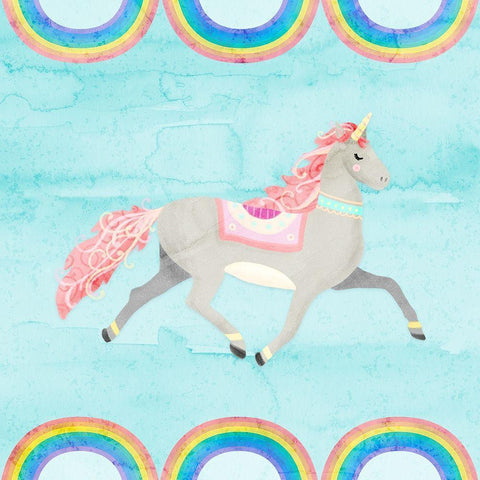 Rainbow Unicorn I Gold Ornate Wood Framed Art Print with Double Matting by Noonday Design
