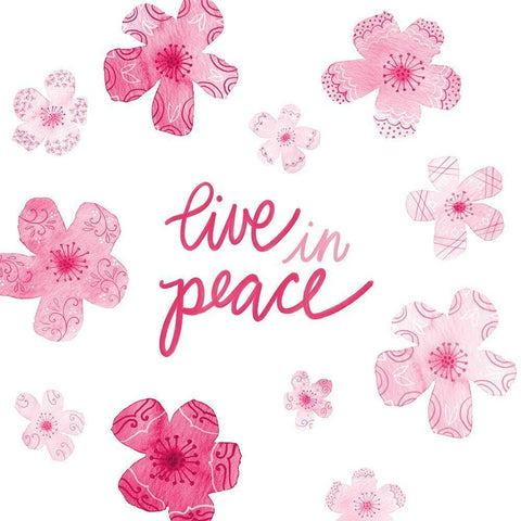 Cascading Blossoms Kindness Peace II White Modern Wood Framed Art Print with Double Matting by Noonday Design