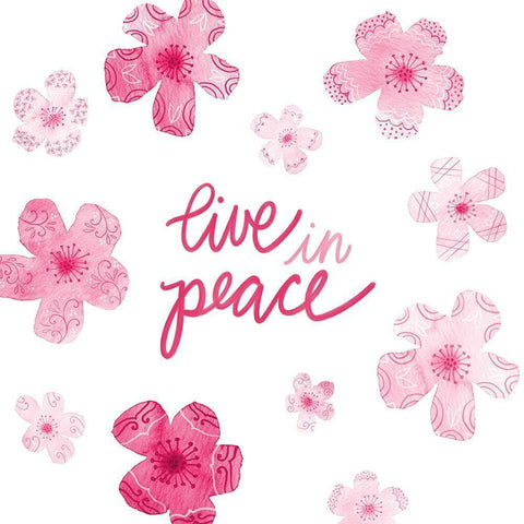 Cascading Blossoms Kindness Peace II Black Modern Wood Framed Art Print with Double Matting by Noonday Design