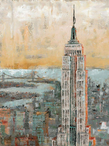 Empire State Building Abstract Black Ornate Wood Framed Art Print with Double Matting by Cusson, Marie Elaine