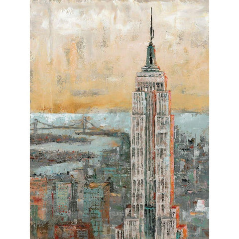 Empire State Building Abstract Gold Ornate Wood Framed Art Print with Double Matting by Cusson, Marie Elaine