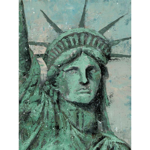 Statue Of Liberty Portrait White Modern Wood Framed Art Print by Cusson, Marie Elaine
