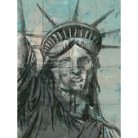 Statue Of Liberty Charcoal Black Modern Wood Framed Art Print with Double Matting by Cusson, Marie Elaine