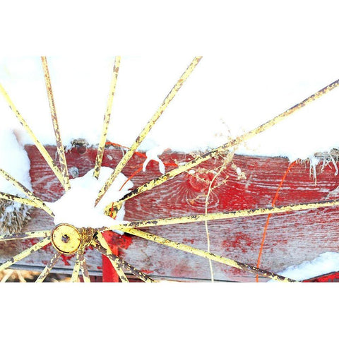 Winter Wagon White Modern Wood Framed Art Print by Tyrrell, Lu Anne