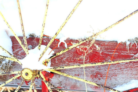 Winter Wagon Black Ornate Wood Framed Art Print with Double Matting by Tyrrell, Lu Anne