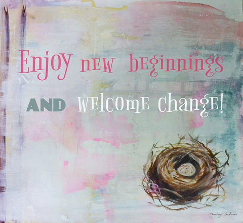 Enjoy New Beginnings White Modern Wood Framed Art Print with Double Matting by Kushnir, Tammy
