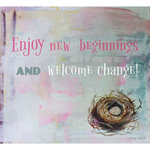 Enjoy New Beginnings White Modern Wood Framed Art Print by Kushnir, Tammy