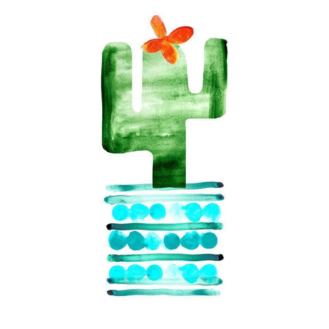 Colorful Cactus II  White Modern Wood Framed Art Print by Northern Lights