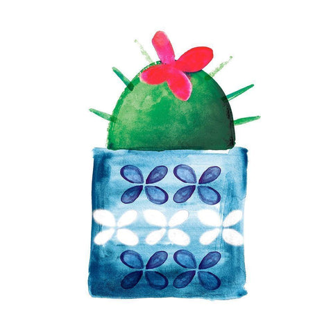 Colorful Cactus IV  Black Modern Wood Framed Art Print with Double Matting by Northern Lights