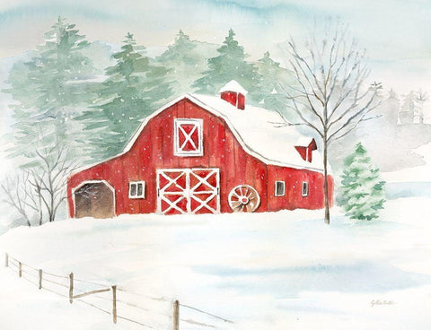 Winter Farmhouse White Modern Wood Framed Art Print with Double Matting by Coulter, Cynthia