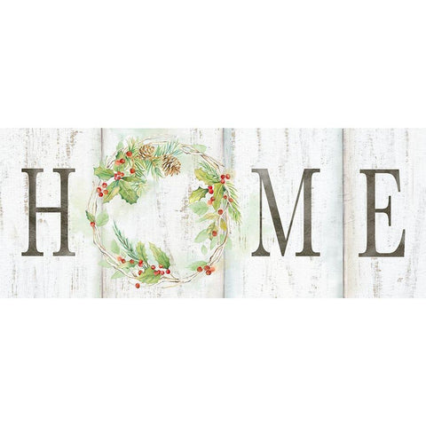 Holiday Wreath Home Sign White Modern Wood Framed Art Print by Coulter, Cynthia