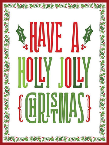 Colorful Christmas with border I White Modern Wood Framed Art Print with Double Matting by Noonday Designs