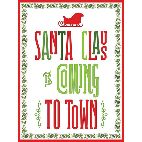 Colorful Christmas with border III Black Modern Wood Framed Art Print by Noonday Designs