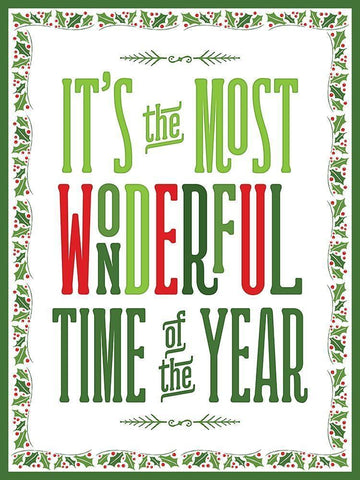 Colorful Christmas with border IV Black Ornate Wood Framed Art Print with Double Matting by Noonday Designs