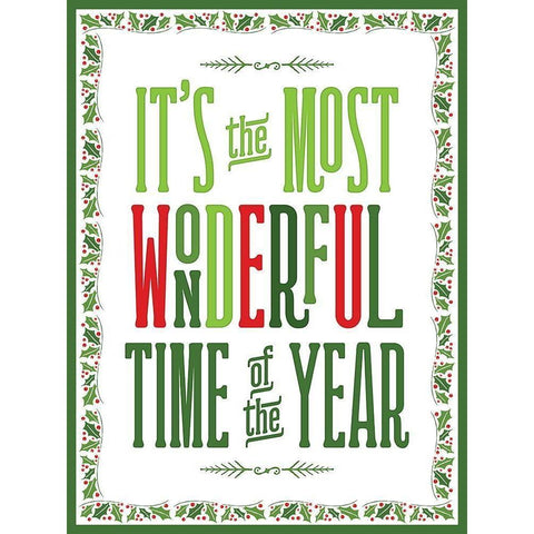 Colorful Christmas with border IV Black Modern Wood Framed Art Print with Double Matting by Noonday Designs