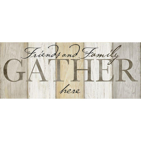 Family Gather Neutral Sign Black Modern Wood Framed Art Print with Double Matting by Coulter, Cynthia