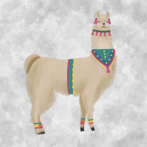 Lovely Llama III White Modern Wood Framed Art Print with Double Matting by Noonday Design