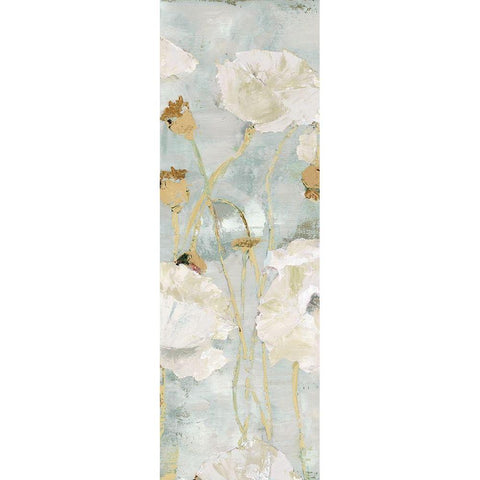 Poppies in the Wind Cream Panel I Gold Ornate Wood Framed Art Print with Double Matting by Cusson, Marie Elaine