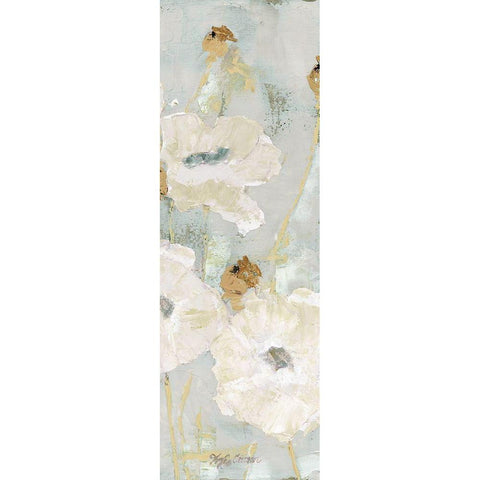 Poppies in the Wind Cream Panel II Black Modern Wood Framed Art Print by Cusson, Marie Elaine
