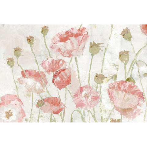 Poppies in the Wind Blush Landscape White Modern Wood Framed Art Print by Cusson, Marie Elaine