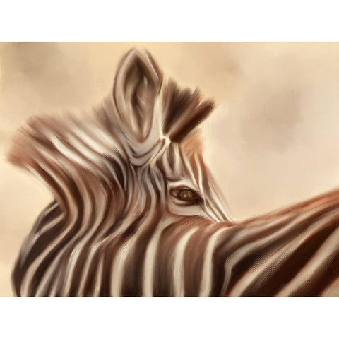 Zebra looking over shoulder White Modern Wood Framed Art Print by Michal, Susan