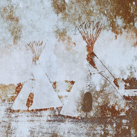 Textured Tipis White Modern Wood Framed Art Print with Double Matting by Tyrrell, Lu Anne