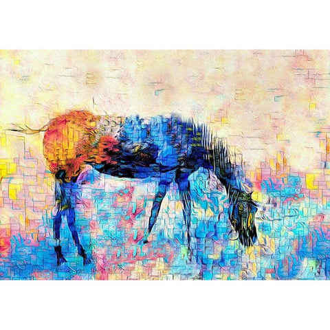 Mondrian Horse White Modern Wood Framed Art Print by Tyrrell, Lu Anne