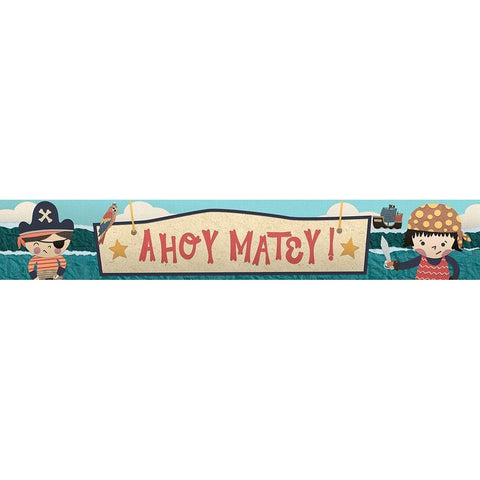 Ahoy Matey Sign Gold Ornate Wood Framed Art Print with Double Matting by Noonday Design