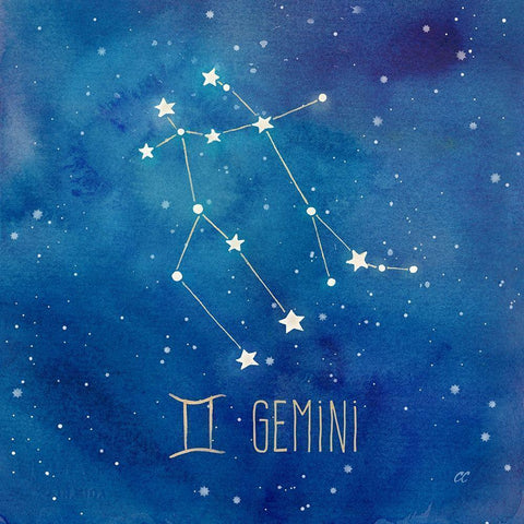 Star Sign Gemini White Modern Wood Framed Art Print by Coulter, Cynthia