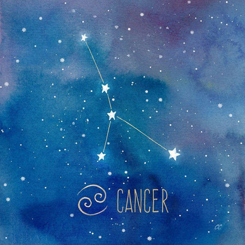 Star Sign Cancer White Modern Wood Framed Art Print with Double Matting by Coulter, Cynthia