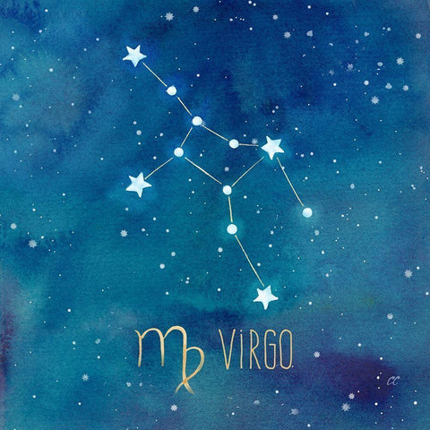 Star Sign Virgo White Modern Wood Framed Art Print by Coulter, Cynthia